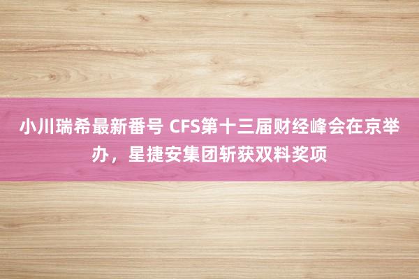 小川瑞希最新番号 CFS第十三届财经峰会在京举办，星捷安集团斩获双料奖项