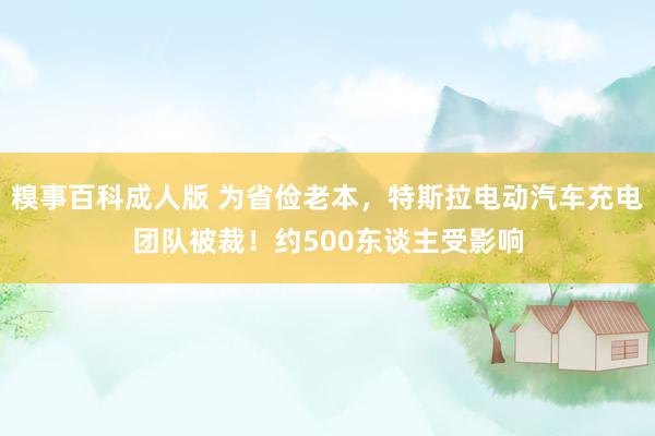 糗事百科成人版 为省俭老本，特斯拉电动汽车充电团队被裁！约500东谈主受影响