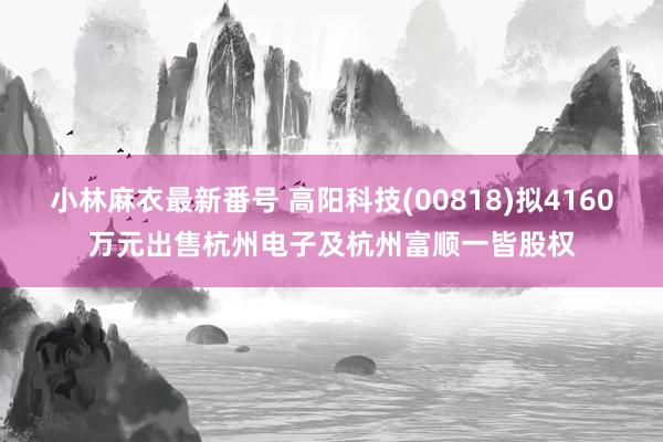 小林麻衣最新番号 高阳科技(00818)拟4160万元出售杭州电子及杭州富顺一皆股权