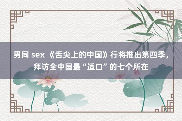 男同 sex 《舌尖上的中国》行将推出第四季，拜访全中国最“适口”的七个所在